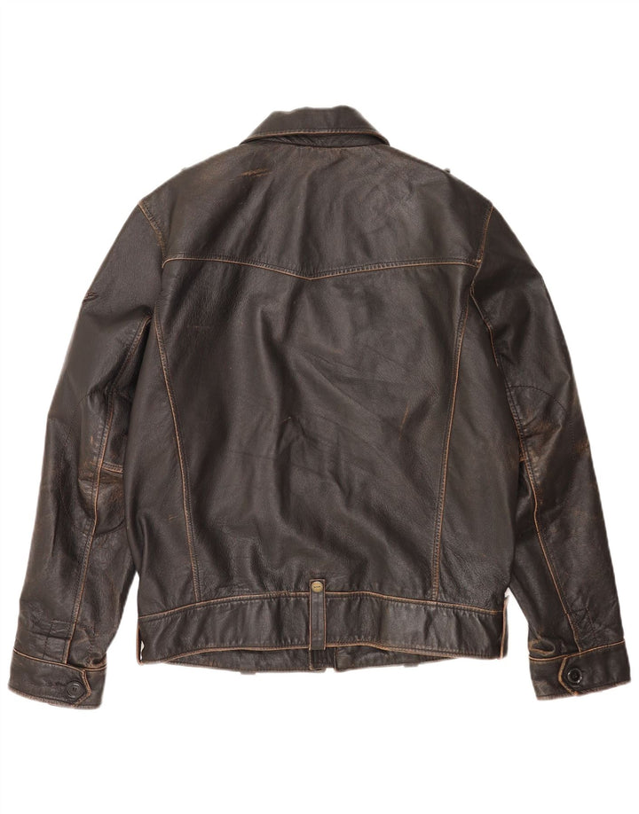 Mustang Veste en cuir militaire pour homme UK 36 Petit cuir marron