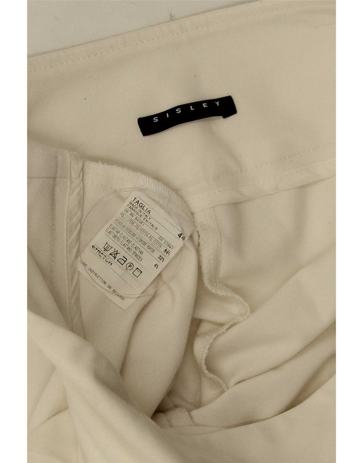 Sisley Pantalon décontracté évasé pour femme IT 44 Medium W30 L32 Blanc Polyester