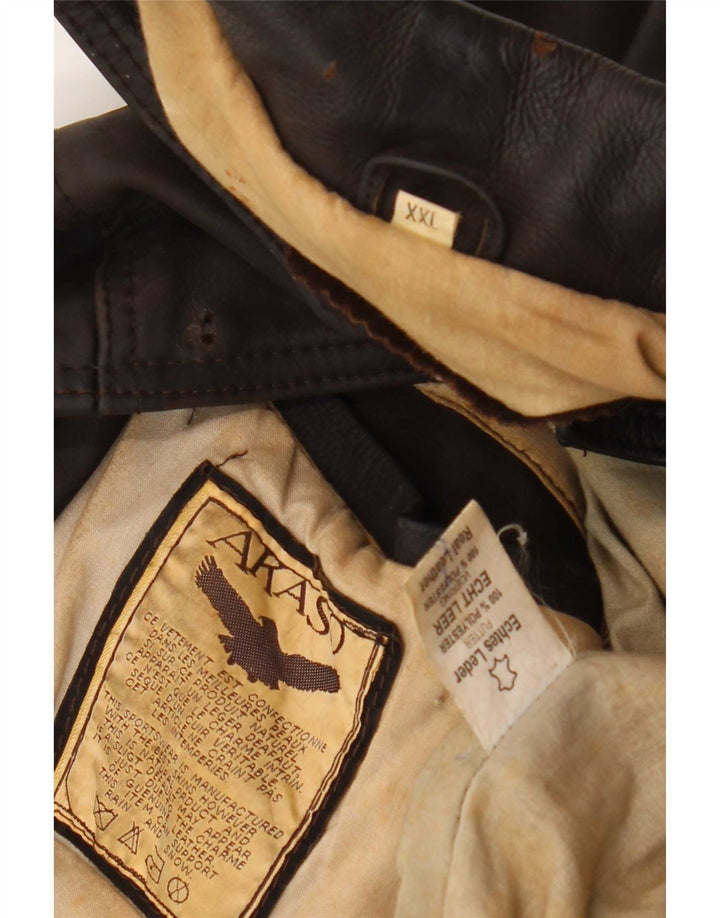 veste en cuir homme vintage UK 44 2XL Marron