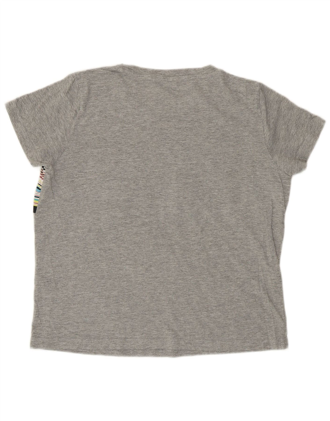 Trussardi Femme Crop Graphic T-Shirt Top UK 14 Gris Moyen Rayé
