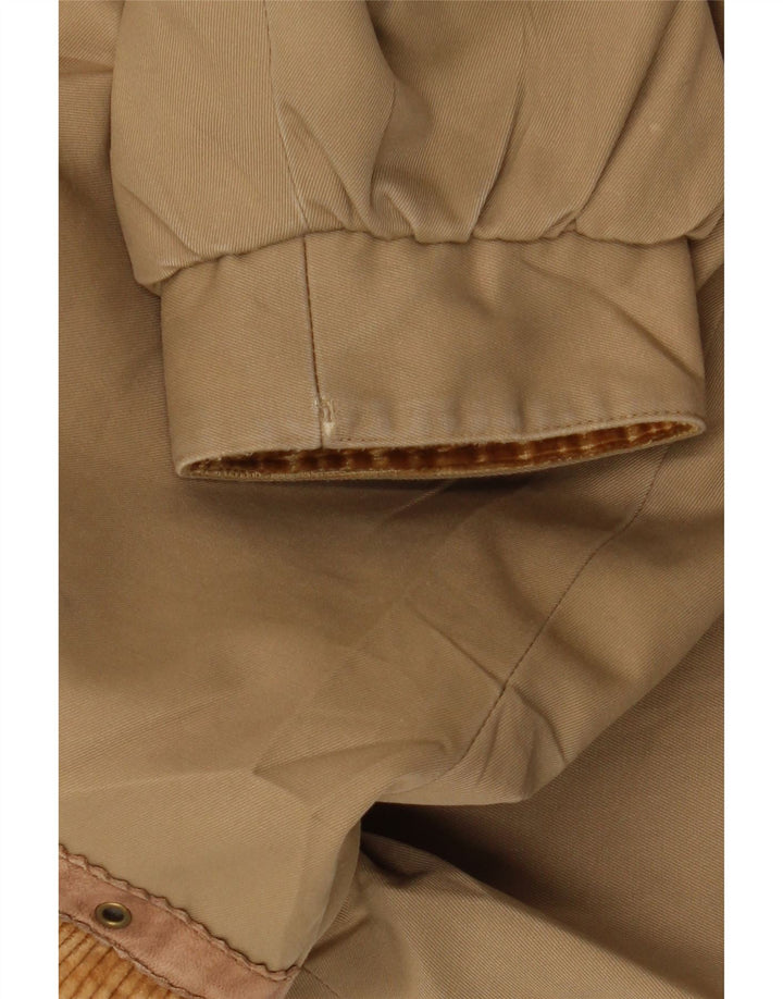 VINTAGE Manteau coupe-vent femme UK 16 Large Brown Colourblock