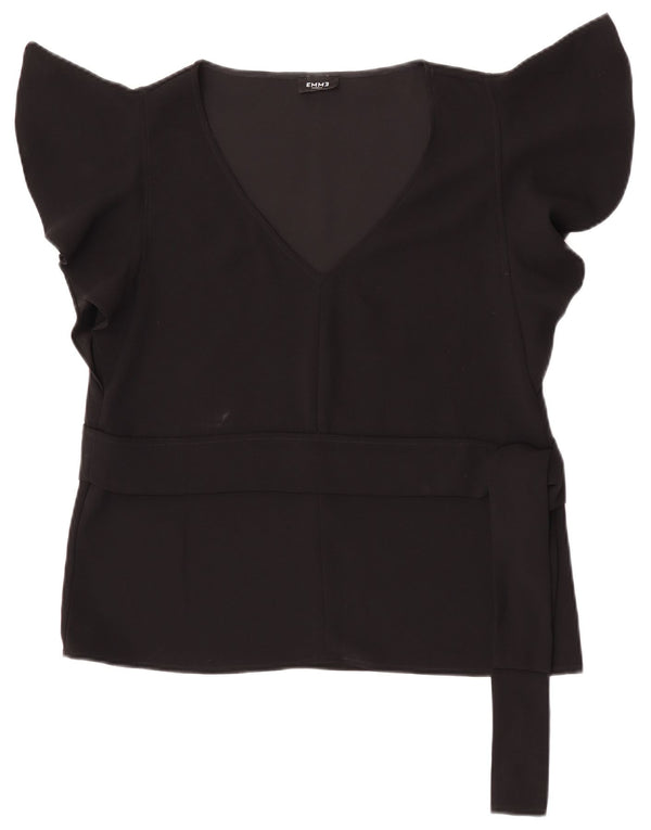 Marella Femme EMME Blouse Top UK 14 Large Noir Polyester