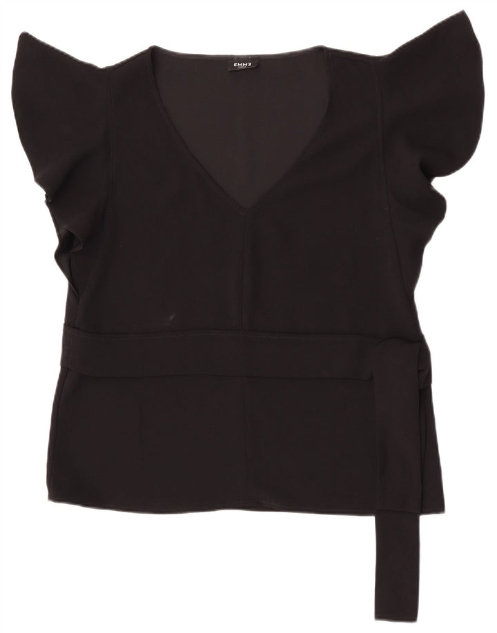 Marella Femme EMME Blouse Top UK 14 Large Noir Polyester