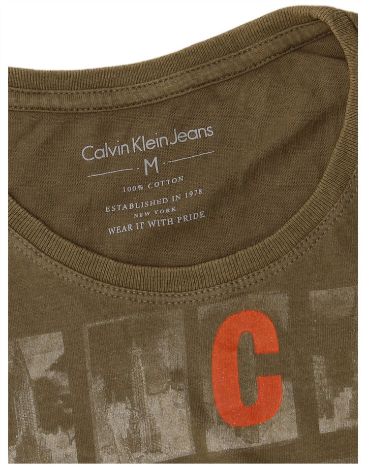 CALVIN KLEIN JEANS T-Shirt Graphique Homme Kaki Moyen Coton