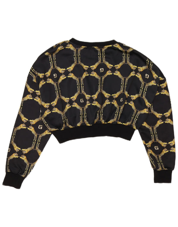 Gaelle Womens Crop Sweatshirt Jumper UK 10 Petit Noir Imprimé Animal