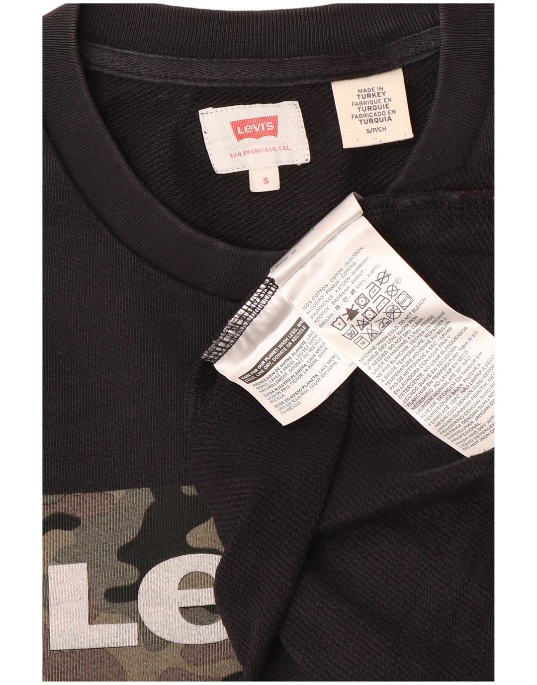 Levi's Graphic Sweatshirt Jumper Small Homme Noir Coton