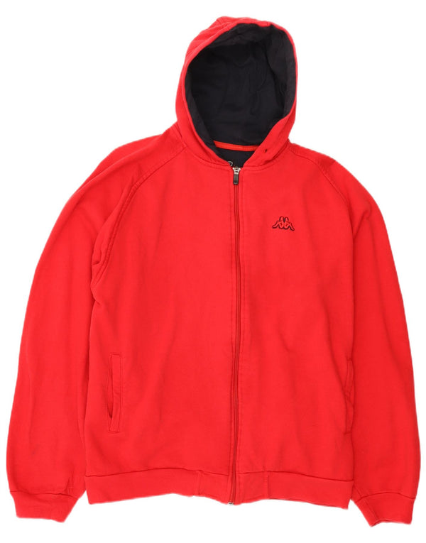 Kappa Pull à capuche zippé pour homme en coton rouge Large