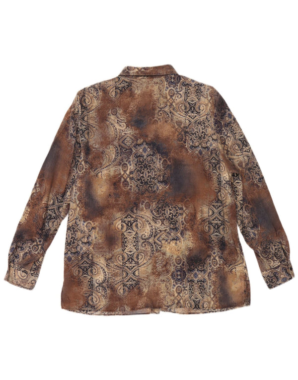 Chemise surdimensionnée femme vintage IT 44 Medium Brown Paisley Tencel