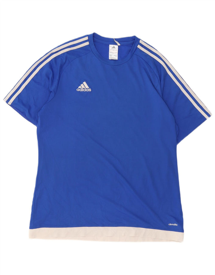 ADIDAS T-shirt Climalite pour hommes, grand bleu, polyester color block