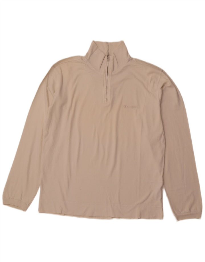 Champion Sweat-shirt à col zippé pour homme XL en coton blanc