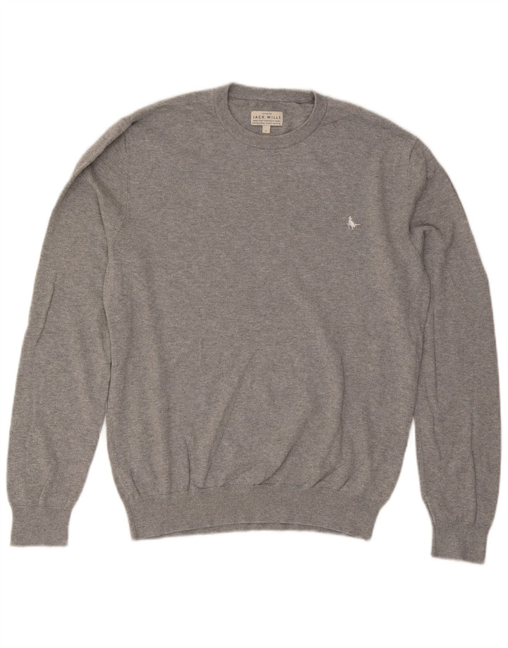 Jack Wills Pull à col rond pour homme en coton gris Taille L