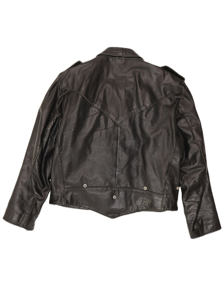 veste en cuir militaire vintage pour hommes UK 42 XL Noir