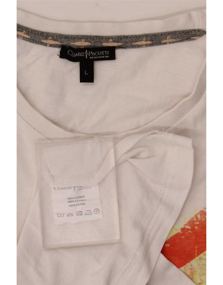 Cesare Paciotti T-shirt graphique pour homme en coton blanc