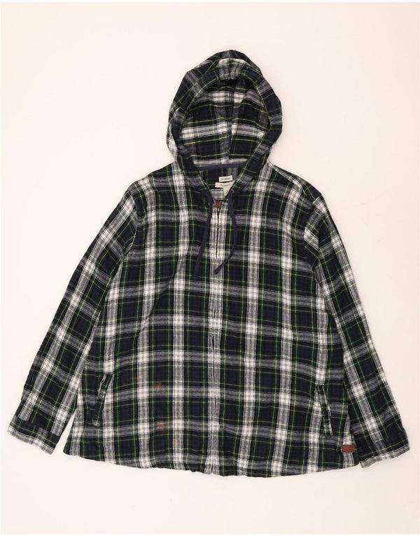 L.L.Bean Chemise à capuche en flanelle pour homme, coupe décontractée, en coton à carreaux verts, 3XL