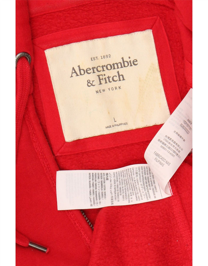 ABERCROMBIE & FITCH Pull à capuche zippé pour femme UK 16 Large Rouge