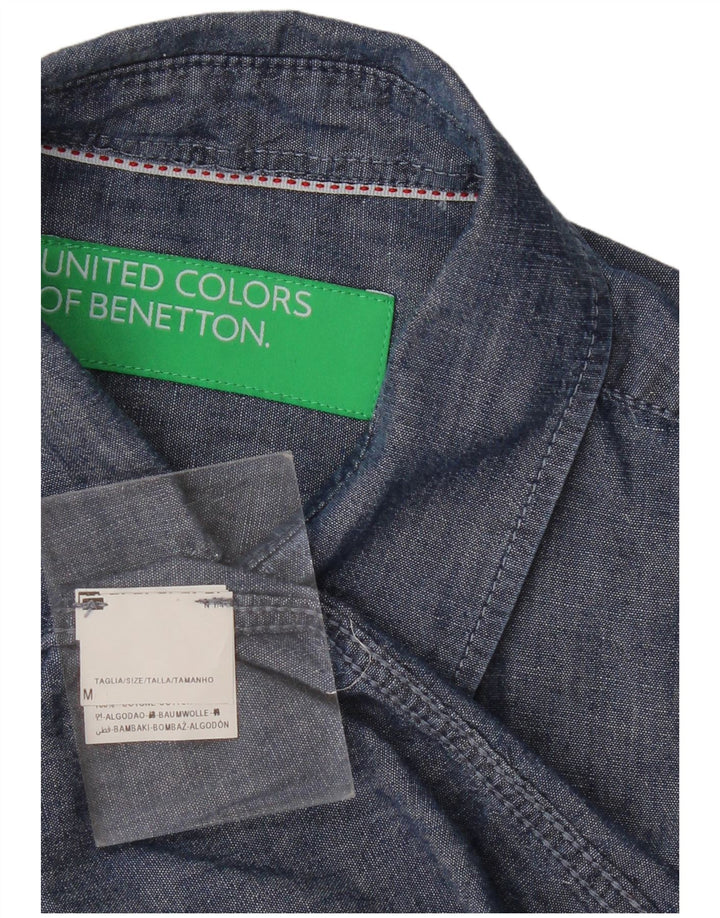 BENETTON Mens Short Sleeve Shirt Medium Blue Cotton