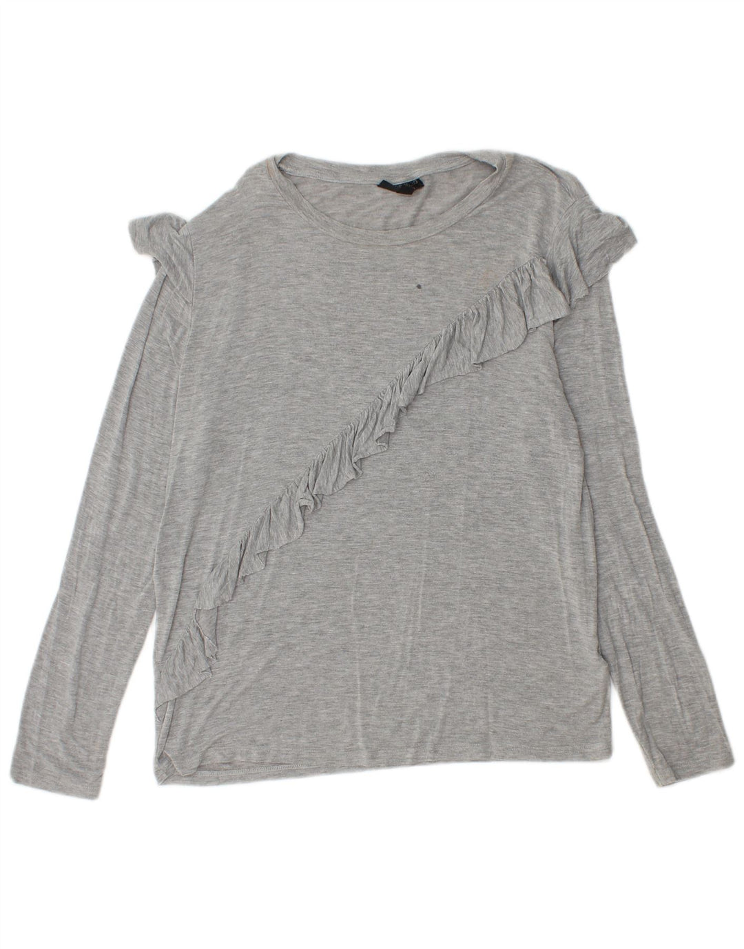 Topshop Haut à volants pour femme à manches longues UK 42 Gris moyen moucheté