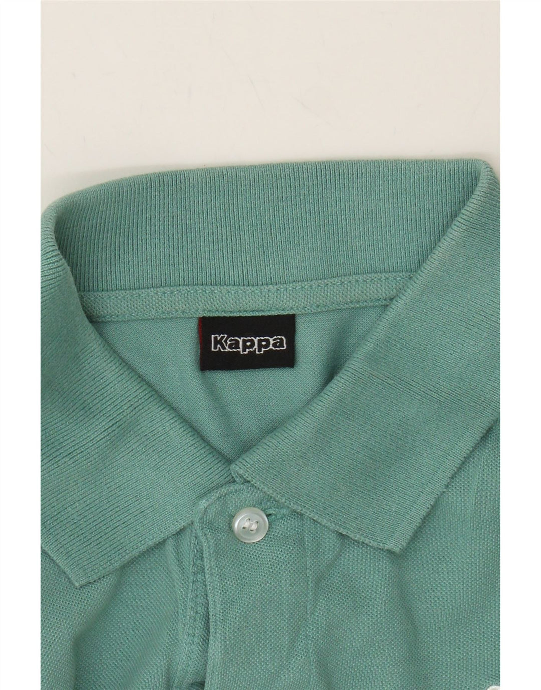 KAPPA Mens Long Sleeve Polo Shirt Medium Turquoise Cotton Vintage Kappa and Second-Hand Kappa from Messina Hembry 