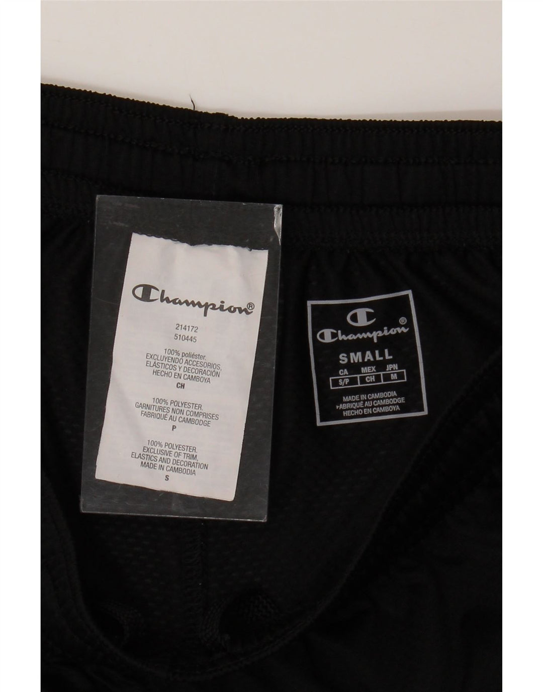 CHAMPION Short de Sport Homme Petit Noir Polyester