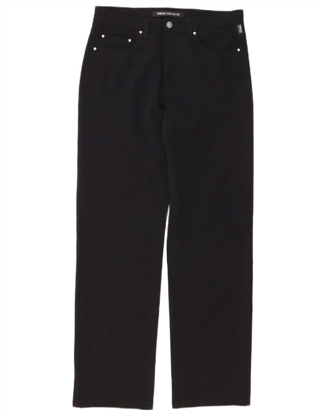 VERSACE Pantalon décontracté droit pour homme IT 46 Petit W32 L30 Noir Polyester