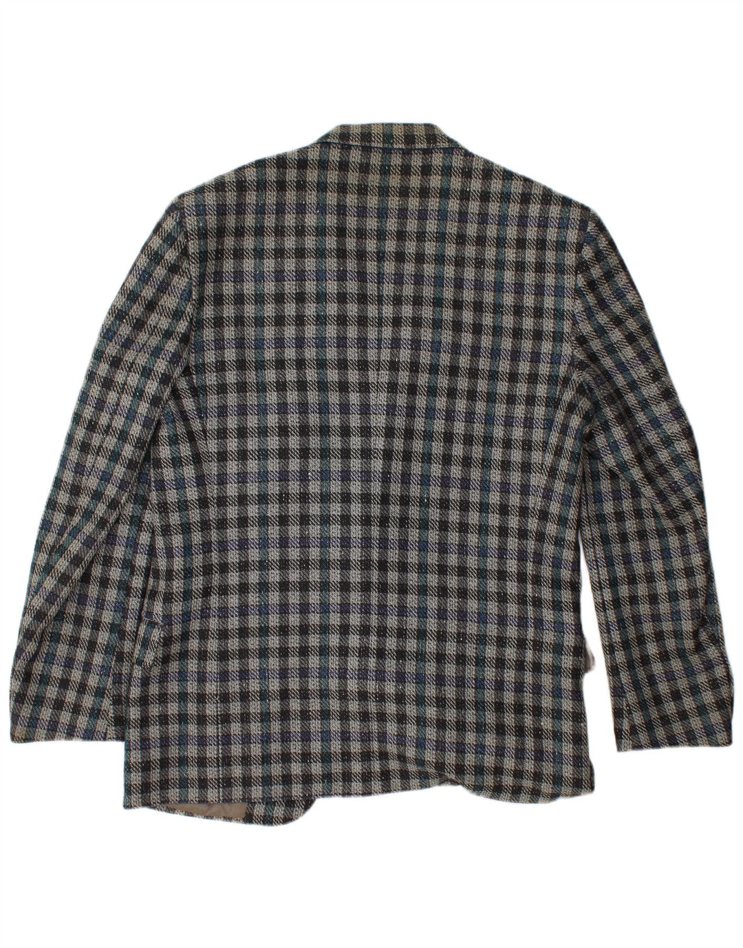 VALENTINO Veste Blazer 2 Boutons Homme IT 50 Grand Carreau Bleu Laine Vierge