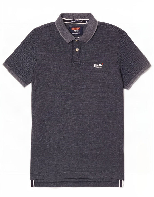 Superdry Polo Homme Large Bleu Marine Moucheté Coton