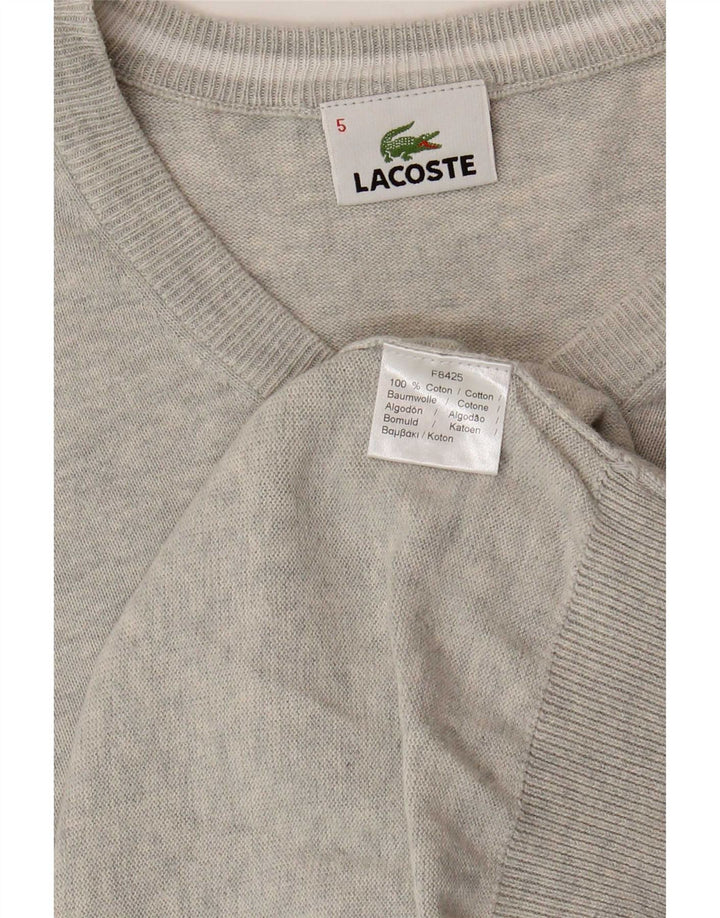 Lacoste Pull col V pour homme Taille 5 Grand coton moucheté gris