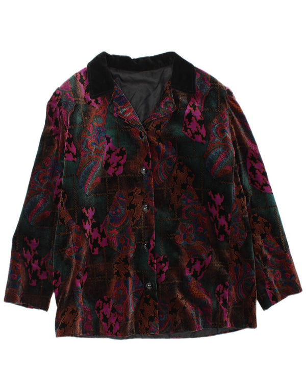 vintage Femme 5 Bouton Blazer Veste UK 16 Grand Paisley Multicolore