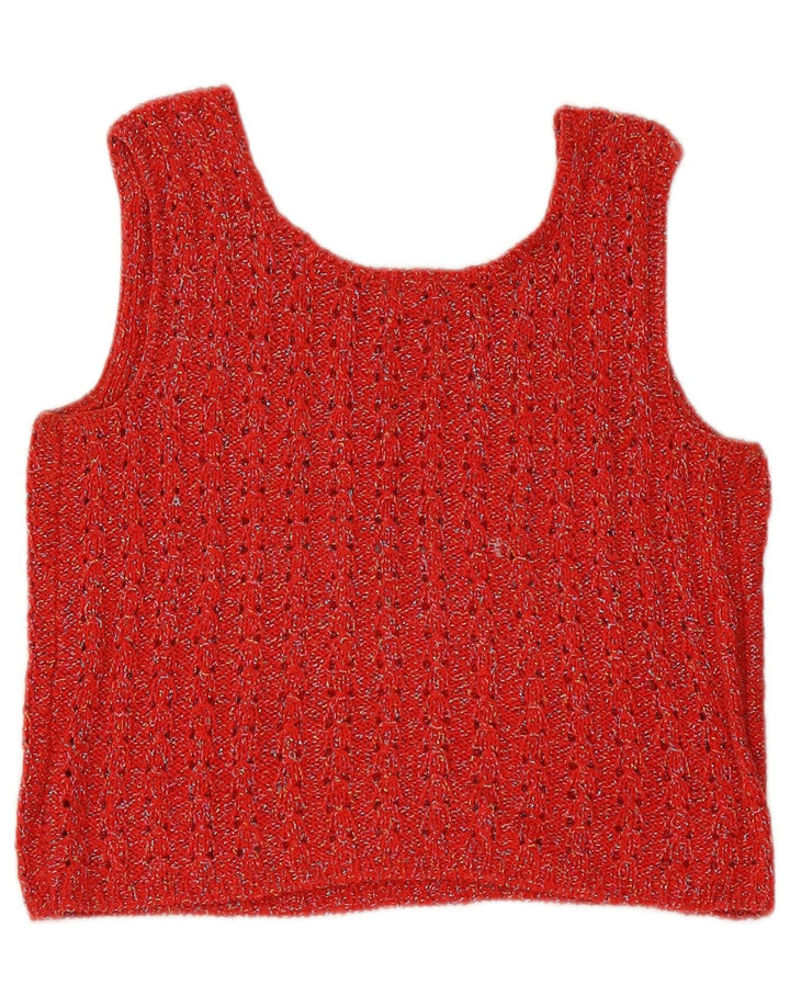 Valentino Femme Crop Knit Blouse Top UK 12 Rouge Moyen