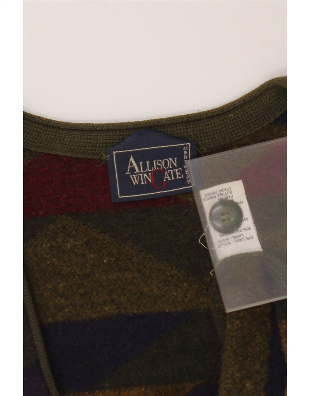 ALLISON WINGATE Pull Cardigan Homme Large Multicolore Fair Isle