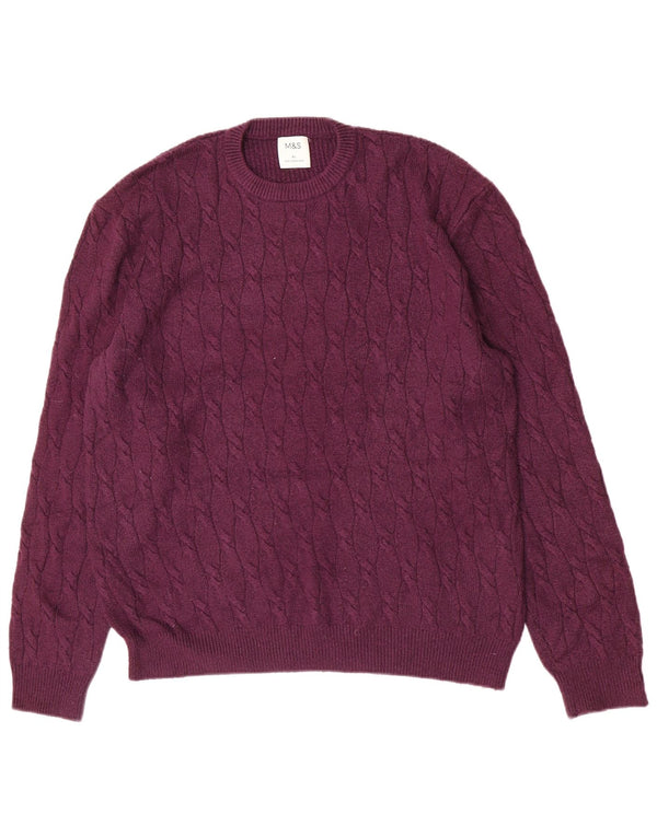 Marks & Spencer Pull Col Ras du Cou XL Homme Violet Polyamide