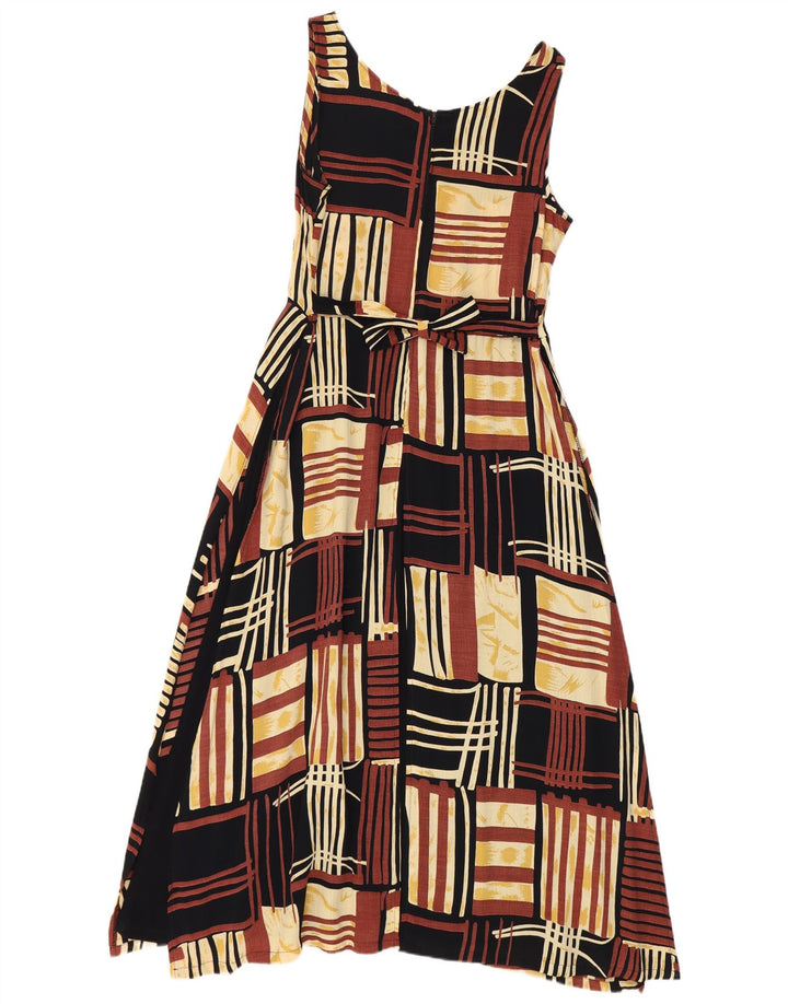 No Problem Robe trapèze sans manches pour femme UK 18 XL Marron Patchwork Viscose