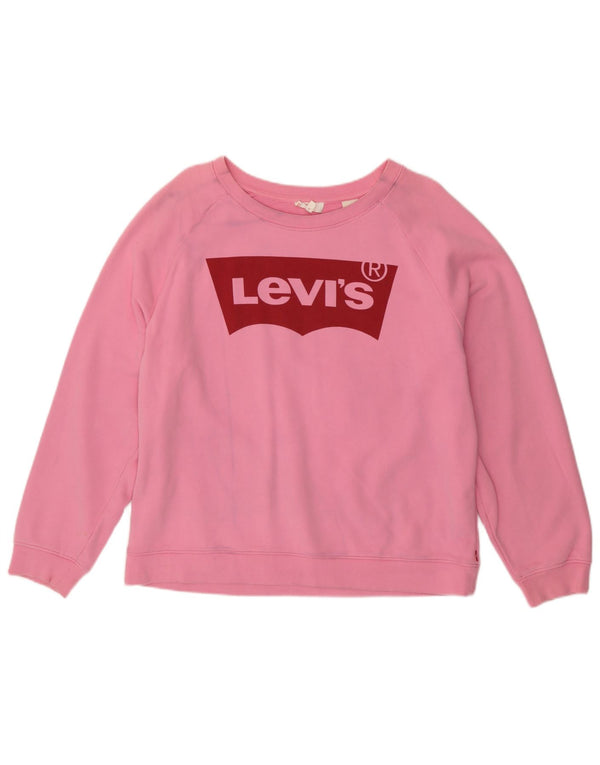 Levi's Sweat-shirt surdimensionné graphique pour femme UK 16 Large Rose Coton