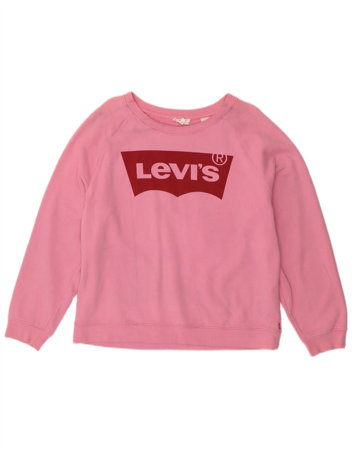 Levi's Sweat-shirt surdimensionné graphique pour femme UK 16 Large Rose Coton