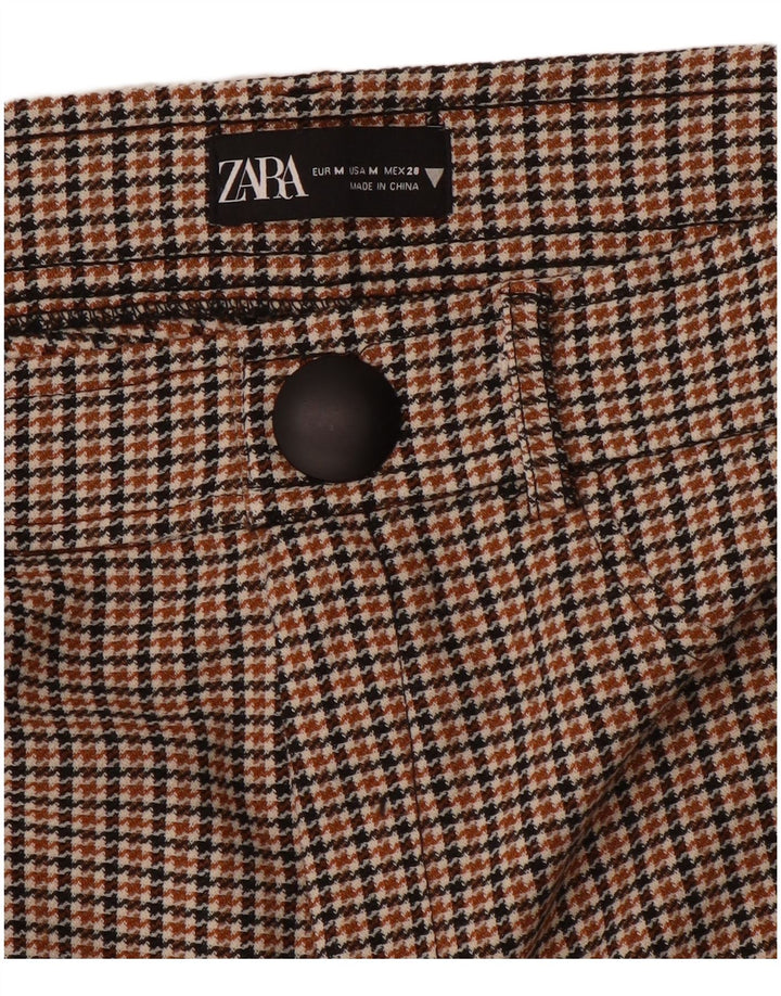 Zara Pantalon décontracté slim pour femme Medium W28 L28 Marron pied-de-poule