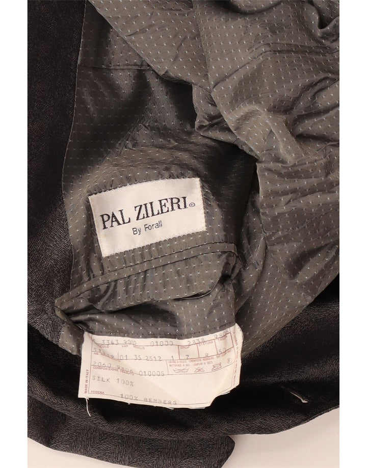 Pal Zileri Veste Blazer Double Boutonnage Homme IT 50 Grand Chevron Gris Soie