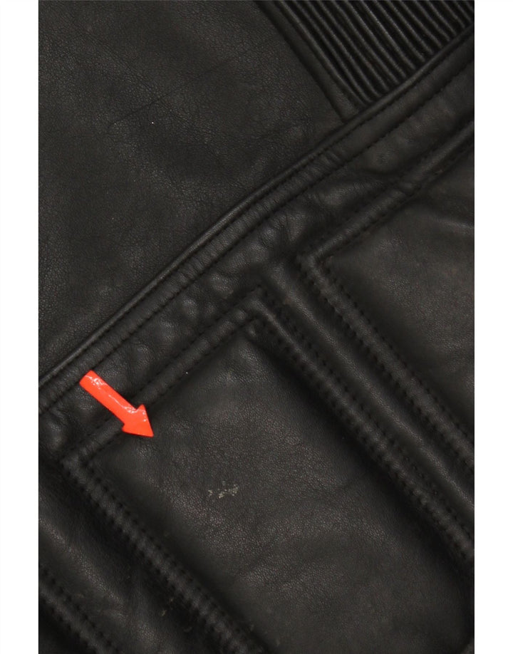 vintage Mens Moto Cuir Biker Jacket UK 36 Petit Cuir Noir