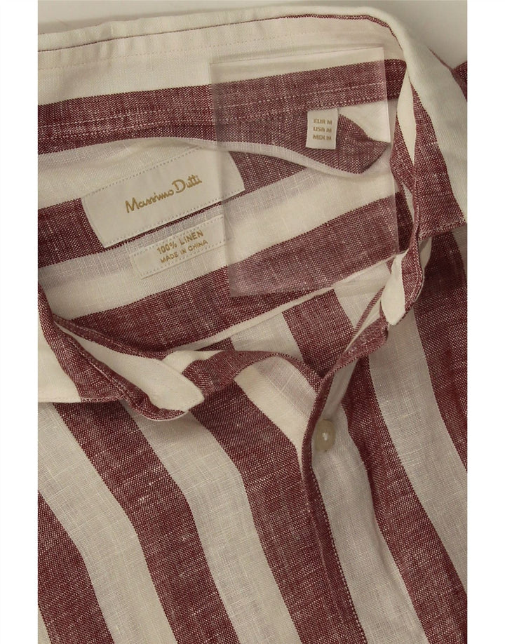 Massimo Dutti Chemise Homme Lin Rayé Bordeaux Moyen