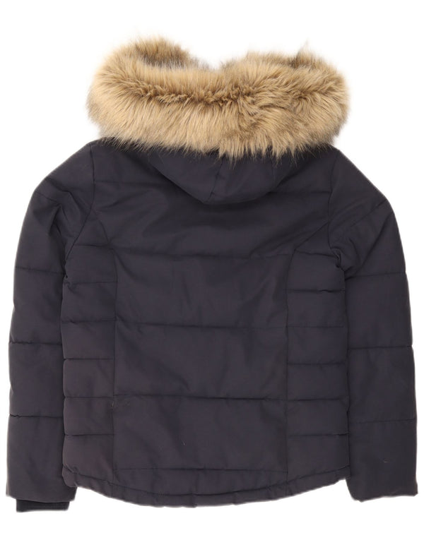 Jack Wills Veste matelassée à capuche pour femme UK 8 Small Bleu marine