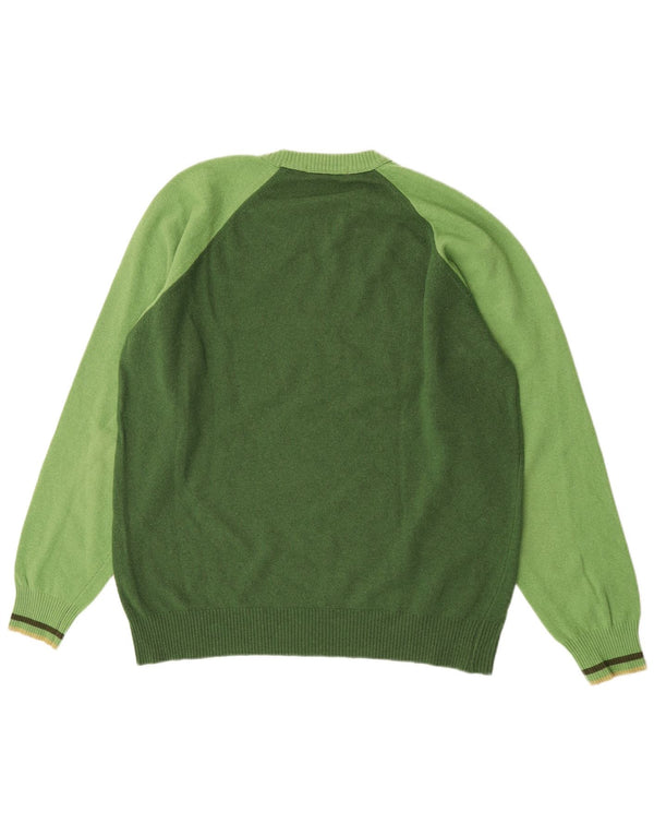 Catbalou Pull à col rond pour homme en laine à rayures vertes