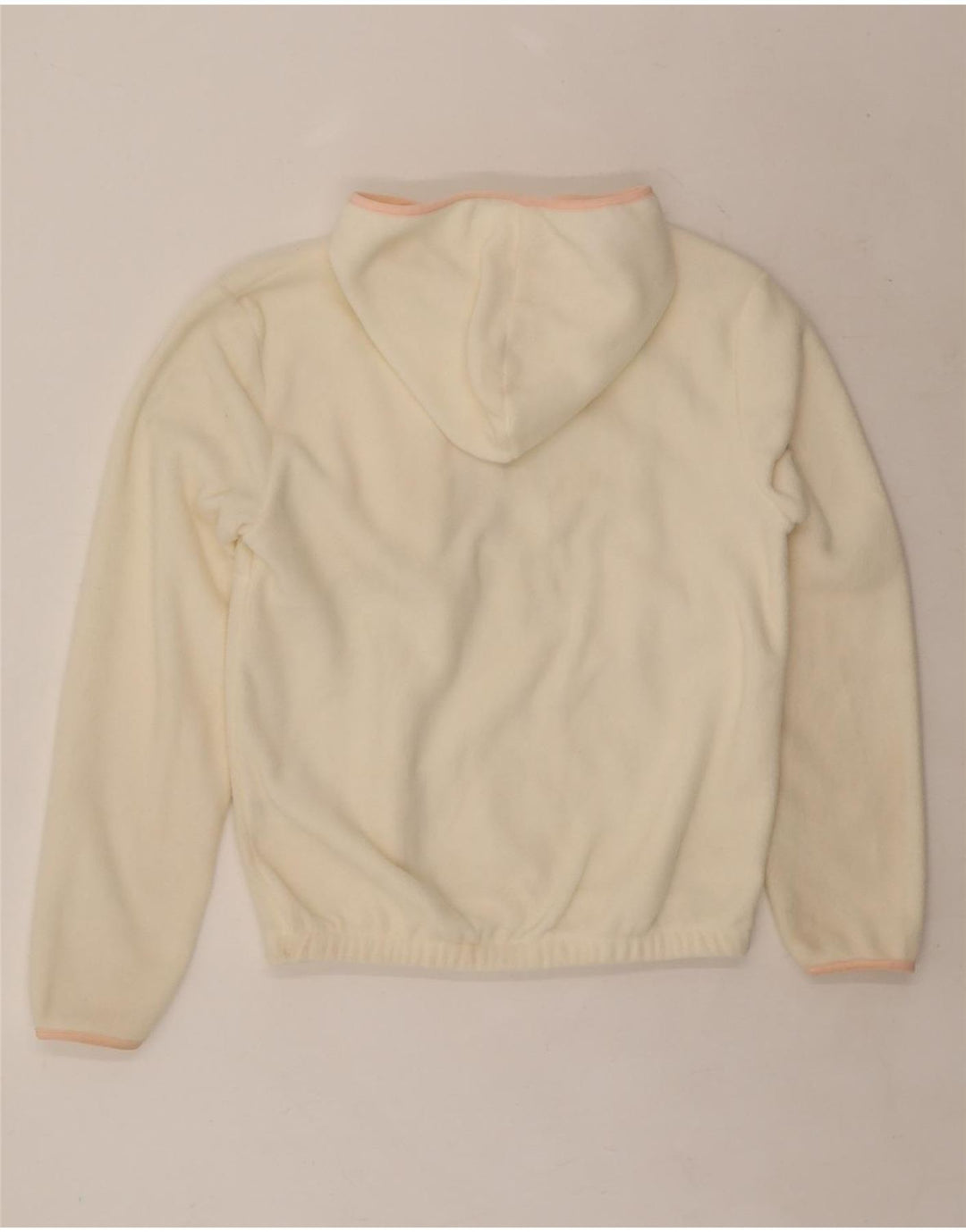 FILA Pull polaire surdimensionné à capuche et col zippé pour femme UK 6 XS Blanc cassé