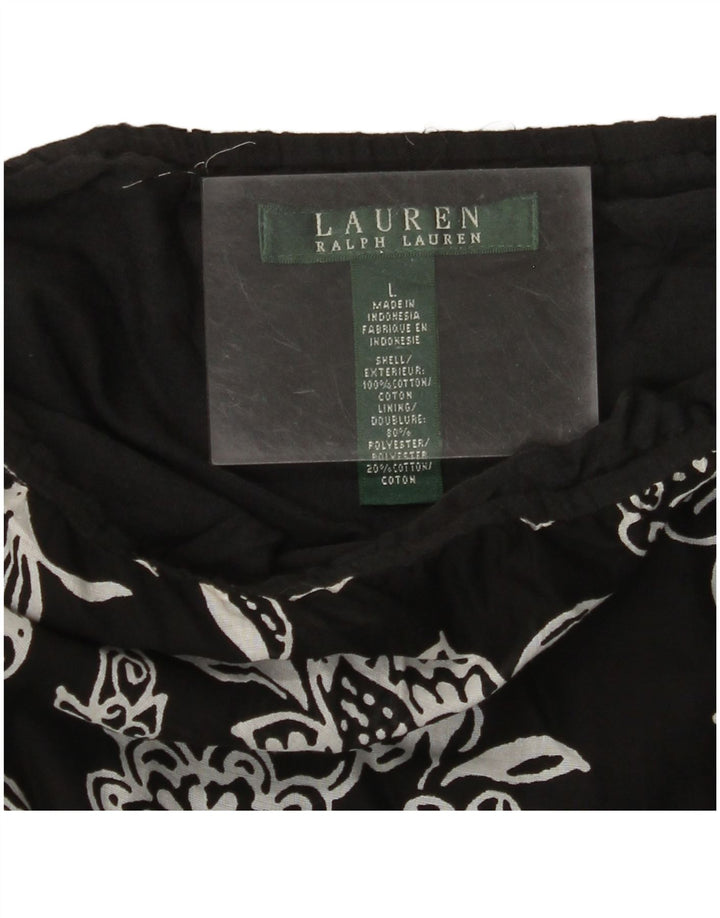 RALPH LAUREN Jupe à volants pour femme Large W34 Coton floral noir