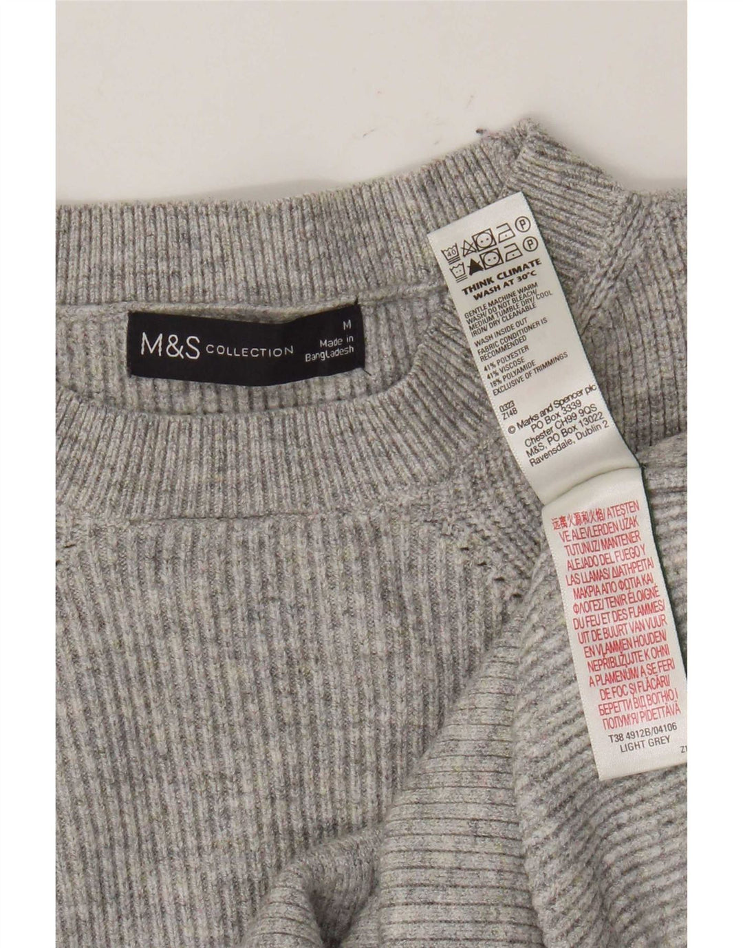 Marks & Spencer Pull à col rond pour femme UK 12 Gris moyen moucheté
