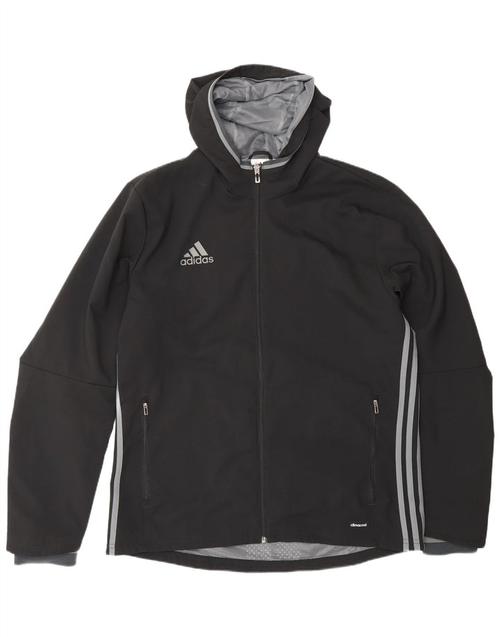 ADIDAS Veste de survêtement à capuche Climacool pour hommes, grand noir, polyester