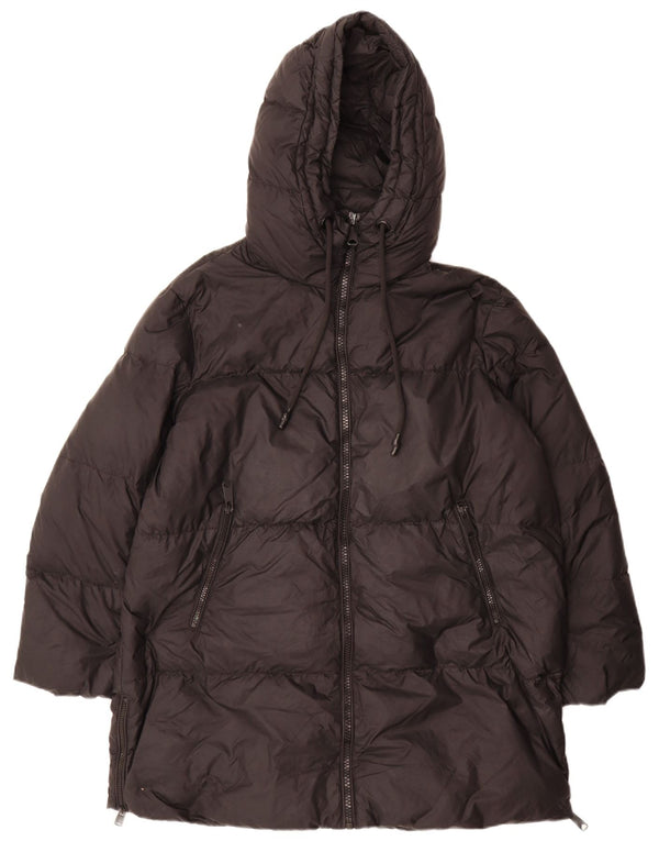 Zara Manteau matelassé surdimensionné à capuche pour femme UK 10 Small Noir Polyamide