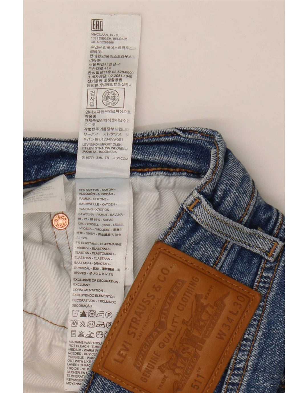 Levi's Jean Slim 511 Homme Bleu W34 L30 Coton