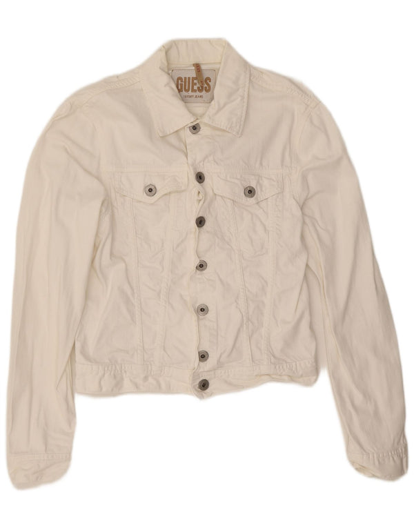 Guess Veste en jean pour femme UK 14 Coton blanc moyen