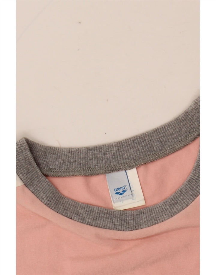 ARENA T-shirt court graphique pour femme UK 14 en coton color block rose moyen