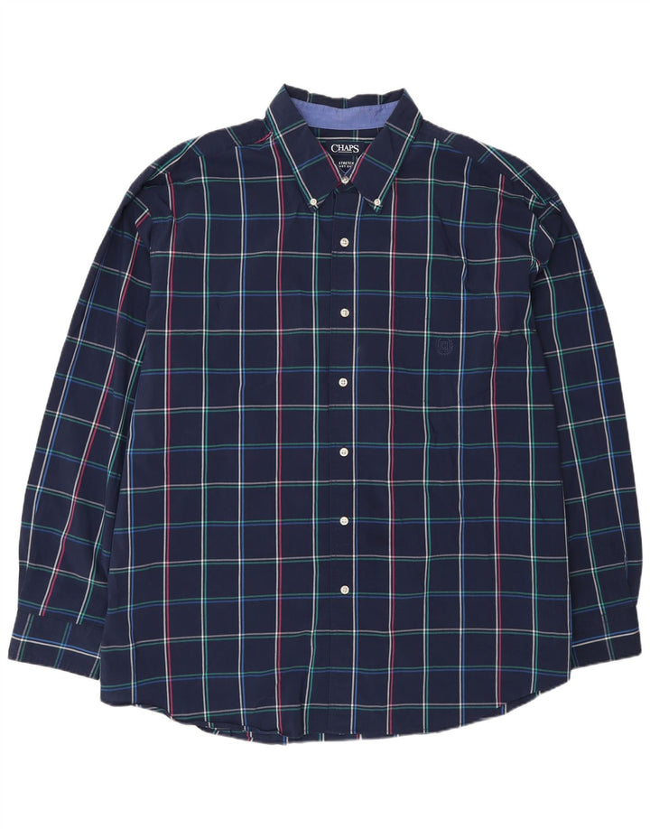 Chaps Chemise Stretch Homme 3XL Bleu Marine à Carreaux Coton