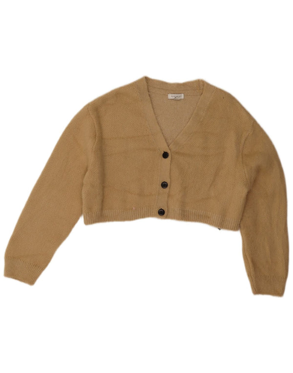 Topshop Cardigan court surdimensionné pour femme UK 10 Petit Acrylique Beige